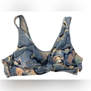Blue Marble Print Bikini Top NWOT